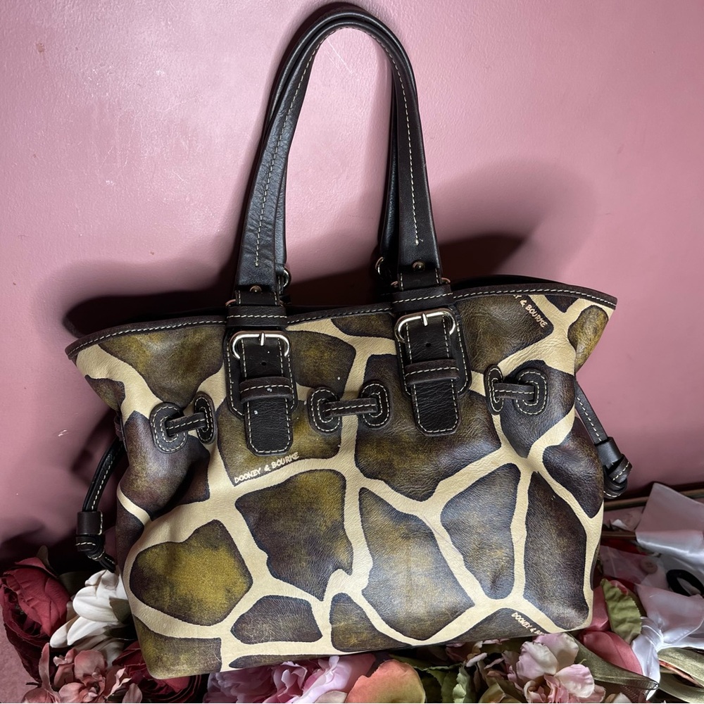 Dooney & Bourke Brown and Tan Giraffe Print shoulder bag limited edition - Picture 5 of 12